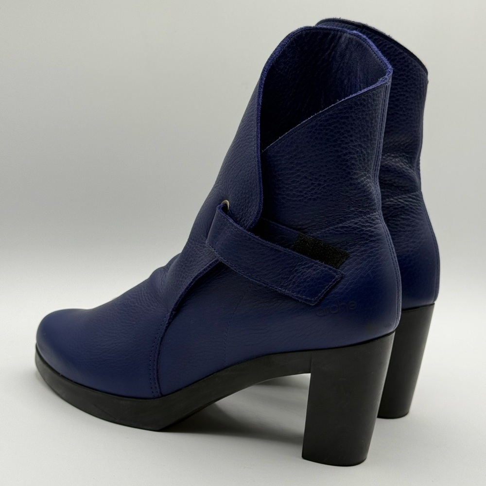 Arche Paris Royal Blue Leather Block Heel Ankle Boots Size 38/US 7 - Picture 7 of 16
